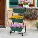 Vertical Raised Garden Bed 3 Tier Garden Planter Standing Planter Box Herb Garden Planter Outdoor and Indoor for Vegetables Flowers Green