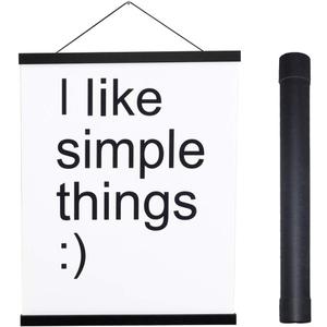 Artmag Magnetic Poster Hanger Frame, 27x40 27x41 27x32 Light Wood Wooden Magnet Canvas Artwork Print Poster Hangers Frames Hanging Kit (Black, 27")