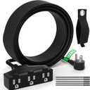 Outdoor Extension Cord 30 Ft with 3 Outlets, 14/3 SJTW 3 Prong Grounded Power Cord, 14 Gauge 14AWG Heavy Duty Power Cable, ETL Listed, 15 Amp 125 V 1875 W-Multiple Outlets for Indoor/Outdoor-Black