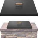 Fire Pit Lid Square 28", Heat Resistant Metal Firepit Cover with 2 Wooden Handles for Square Patio Fire Pit, Compatible for Firepits Inside Dia Up to 26"