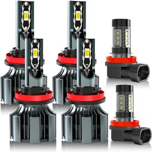 JEAZONFA Fit For (2007-2018) Nissan Altima Light Bulbs, Hi & Lo Beam Bulbs+ Fog Lights Bulbs Kit, 6500K White, Plug and play, Pack of 6