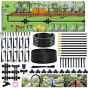 240FT Drip Irrigation System for Garden: Quick Connect 1/2" OD 5/16" ID PE Main Tubing Automatic Sprinkler Kit Adjustable Misting Part 1/4" Watering Hose for Outdoor Raised Bed Plants Flower Yard