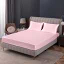 Homiest Blush Pink Satin Fitted Sheet Queen Size, Deep Pocket, Luxury & Ultra Soft Bedding