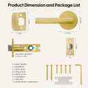 3 Pack Brushed Gold Door Handles Interior, Heavy Duty Privacy Door Lever Handles, Streamlined Interior Door Handle Gold, Brass Interiors Doors Handle Levers for Bathroom, Bedroom