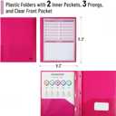 Mr. Pen- Plastic Folders with Pockets and Prongs, 24 Pack, Letter Size | Magenta, Flexible Plastic Folders with Prongs, Clear Front Pocket and Card Slot