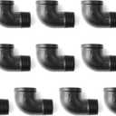 3/4" Black 90 Degree Pipe Fitting Elbow, Home TZH 3/4" NPT Male X NPT Female Elbow, Threaded Cast Black Malleable Iron for Steampunk Vintage Shelf Bracket DIY Plumbing Pipe Decor (10, Black 3/4")