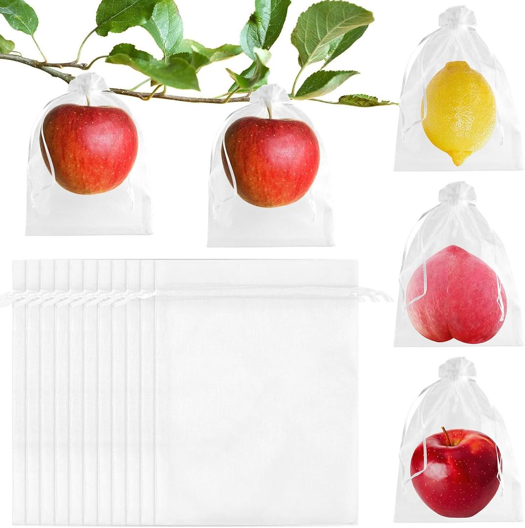 Morcheiong 60pcs Reusable Netting Mesh Bags - 6" x 8", Garden Fruit Protection with Drawstring (White) Morcheiong 60pcs Reusable Netting Mesh Bags - 6" x 8", Garden Fruit Protection with Drawstring (White)