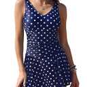 Yonique One Piece Swimsuits for Women Modest Tummy Control Swimdress Vintage Bathing Suits Skirt Swimwear S/M