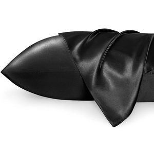 Bedsure King Size Satin Pillowcase Set of 2 - Black Silky Pillow Cases for Hair and Skin with Envelope Closure, Similar to Silk Pillow Cases, Gifts for Women Men, 20x36 Inches, 2pcs