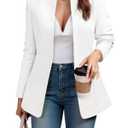 Cicy Bell Womens Casual Business Blazer Long Sleeve Open Front Notch Jacket (White, XL)