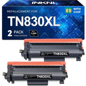 InkNI Compatible Toner Cartridges Replacement for Brother TN830XL TN830 TN 830 XL Toner Cartridges Work for HL-L2460DW DCP-L2640DW HL-L2480DW HL-L2400D HL-L2405W MFC-L2820DW Printer (Black, 2 Pack)