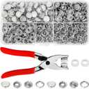 K Kwokker Pearl Snaps for Fabric w/Snap Pliers, Metal Snap Button Kit for Clothing, Shirts, Onesie, Romper, Denim Shirt, Bag DIY, Sewing Supplies, Snap Fastener Tool Snap Buttons for Clothes, 120 Set