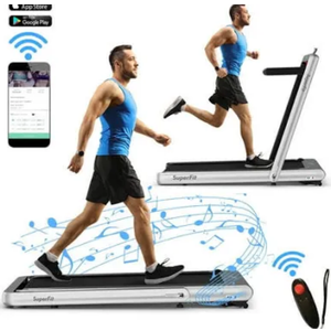 4.75HP 2 In 1 Folding Treadmill W/Remote APP Control - Silver