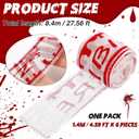 Halloween Decorations Creepy Blood Bandage, Haunted House Decor Scary Gauze Bandage, Crime Scene Props for Mummy, Cosplay Parties and Door Curtains(Blood Drop Text Pattern,27.6 ft)