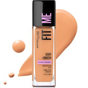 Maybelline Fit Me Dewy + Smooth Liquid Foundation Makeup, Warm Honey, 1 Count (Packaging May Vary)