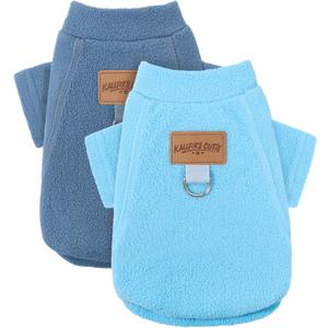 2 Pack Dog Sweaters Warm Fleece Dogs Sweatshirt for Small Medium Dogs with Leash Ring Pet Outfit Puppy Coat Apparel Winter Dog Clothes for Chihuahua, Yorkie, Bulldog, Dachshund Cats XXS, Blue