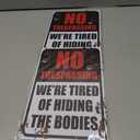 2 x Halloween Decorations Metal Tin Sign for Outdoor Yard, Garage Wall, Rustic Vintage No Trespassing We're Tired of Hiding The Bodies, 7.8x11.8in