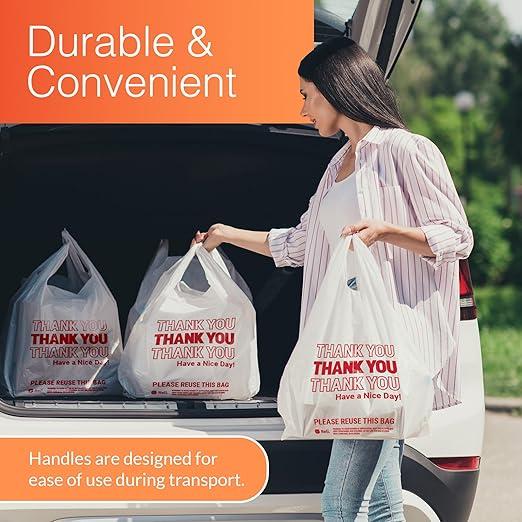 Reli. Thank You Plastic Bags (300 Count) (11.5" x 6.5" x 21") (White) - Grocery, Shopping Bag, Restaurants, Convenience Store