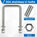4 Pcs Hotop 304 Stainless Steel Square U-Bolt Boat Trailer U-Bolts with Washers and Nuts l Heavy Duty U Bolt for Sailboat Trailer Automobiles Industrial Part (1/2 D x 3 1/16 W x 5 5/16 Inch)
