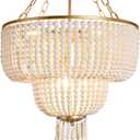 6-Light 20 Inch Boho Light Fixtures Ceiling Natural Wood Beaded Chandelier Boho Light Fixture Bohemia Wood Beaded Chandelier for Kitchen Island Living Room