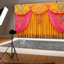 10X8ft Indian Backdrop Puja Decorations for Home Background India Traditional Diwali Backdrop Mehndi Decorations Banner for Religious Festival Wedding Party Baby Shower Party Banner Supplies