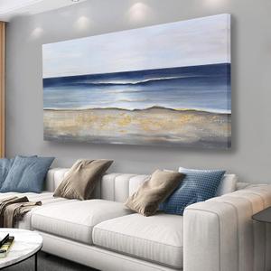Yuaxker Ocean Canvas Wall Art Blue and Gold Wall Decor Modern Aesthetic Canvas Painting Super Large Size Artwork for Living Room Bedroom Dinning Room Office 30x60 inch