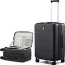 Hanke Hardside Expandable Checked Luggage, 24 Inch Top Opening Trunk Luggages with Spinner Wheels, All-PC Hard Shell Suitcase, Lightweight TSA Checked-Medium(Jet Black, 83L)