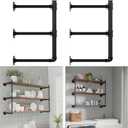 Industrial Pipe Shelf Brackets Wall Mount, Open Black Pipe Shelving for Kitchen,Floating Shelf Brackets Mount,Open Bookshelf Brackets for Shelves,Wall Shelves 12 Inch Deep, 2 Pcs X 3 Tier, 32" Tall