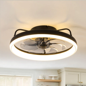 19-In LED Black Chandelier Ceiling Fan with Light Remote(7-blade) - Black - Remote