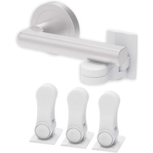 Inaya Child Proof Door Lever Lock - Door Handle Lock - 3M Adhesive - Minimalist Design - No Drilling Child Safety Door Handle Locks (3 Pack)
