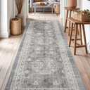 DEXI Hallway Runner Rug, 2x7 Distressed Non Slip Runners Carpet, Boho Vintage Soft Thin Indoor Rug, Stain Resistant Washable Entry Mat for Entryway Kitchen Laundry Room Living Room, Grey