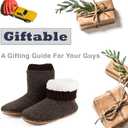 Men's Warm Up House Boots, Thick Fuzzy Sherpa Fleece Winter Moccasin Socks Non-slip Soles, Cozy Soft Comfy Indoor Shoes Rubber Grippers (14-15)