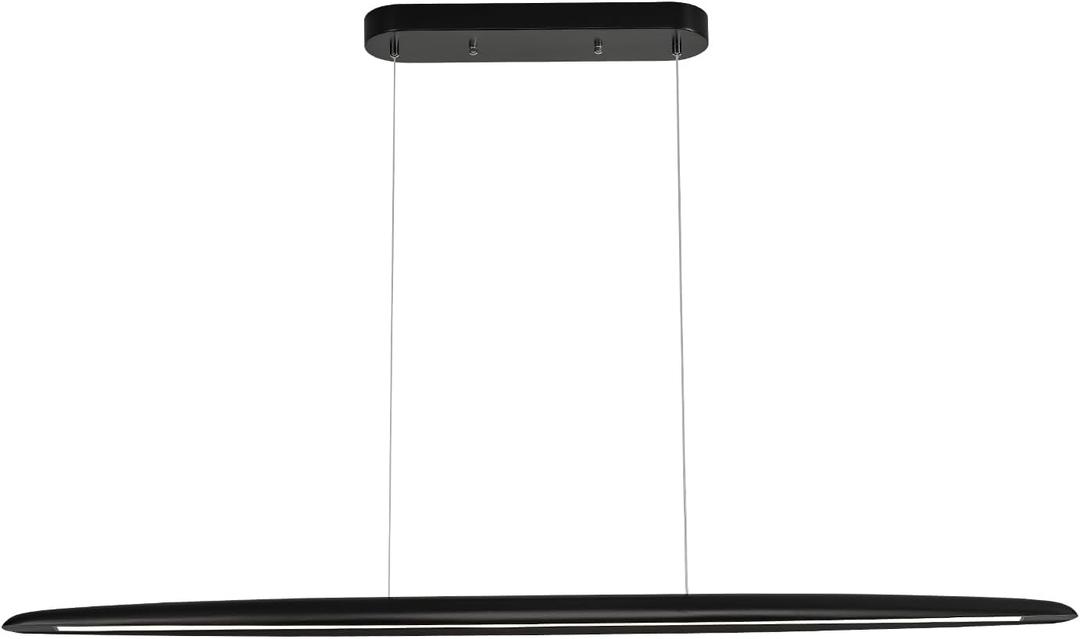 YISDESIGN 71" Wood Linear Pendant Light Black Linear Pendant Dinning Room Hanging Lights LED Dimmable Chandeliers 50w for Dining Room Pool Table Lights Kitchen Island Light Black