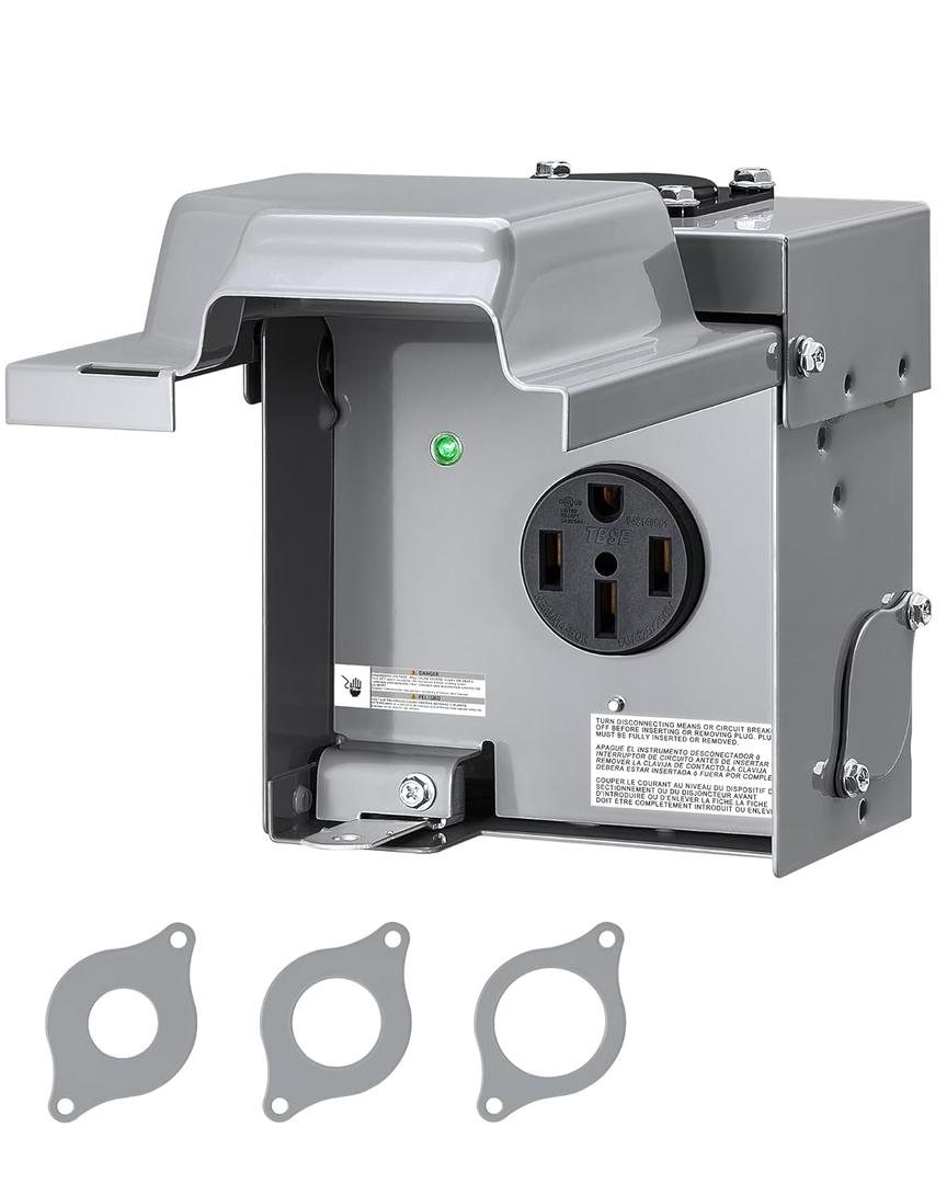 SURAIELEC 50 Amp RV Power Outlet Box, 125V/250V NEMA 14-50R Enclosed Lockable RV Electrical Outlet, Weatherproof Power Box for RV/EV Receptacle, Outdoor Panel for RVs, Trailer, ETL & UL Listed