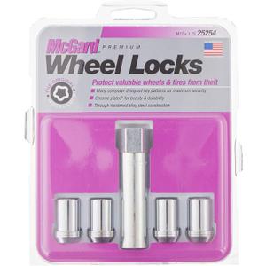 McGard 25254 Chrome Tuner Style Cone Seat Wheel Locks (M12 x 1.25 Thread Size) - Set of 4