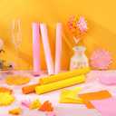 Gersoniel 57 Pcs Crepe Paper Flower DIY Kits 6 Rolls 35g Papel Crepe Sheets 50 Pcs Floral Iron Wire 10 Inch x 8 Feet 1 Roll 50 Meter for Birthday Party Wedding(Pink and Yellow Series)