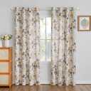MYSKY HOME Floral Linen Curtains 84 inch Length 2 Panels Set Spring Flower Patterned Semi Sheer Light Filtering Privacy Farmhouse Grommet Drapes for Living/Dining Room, Yellow, W52 x L84, Pack-2