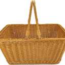 ANRUIDE 15.8"Poly Wicker storage Baskets,Handmade Woven Basket Harvest Basket Wicker Storage Basket for Picnic, Easter, Organizing, Gathering Vegetables(15.8" x 11.8") Brown