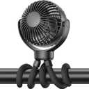 Portable Stroller Mini Fan - Flexible 3-Speed Personal Fan Clip on for Bed Sleep, Rechargeable Battery Treadmill Accessories Cooler, Newborn Summer Baby Essentials for Car Seat, Bike, Crib (Black)