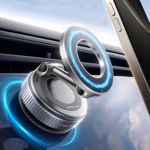 MRGLAS 2026 Upgraded Vacuum Magnetic Phone Holders for Your Car 360 Adjustable Absorption Magnetic Bracket 98LBS Magsafe Suction Cup Phone Mount for iPhone Car Truck Accessories for Men Women (Dark Grey)