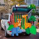 JOYIN Halloween Trunk or Treat Decorations Kit Jungle Theme with Rhinoceros, Giraffe, Parrot, Chameleon, Cheetah, etc Zoo Animal Car Decorations Kit for Outdoor SUV Garage Archway Door House