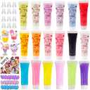 ASTRYAS Simulation Fake Whipped Cream Glue, 18PCS Decoden Cream Clay Glue Adhesive Kit, 51 Charm Craft Resin Decoration for DIY Making Craft Kit