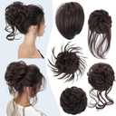 HMD 5 Pieces Messy Hair Bun Hairpiece Tousled Updo for Women Hair Extension Ponytail Scrunchies with Elastic Rubber Band Long Updo Messy Hairpiece Hair Accessories Set for Women (6A)