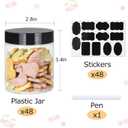 Jars with Lids, 48pcs 8 oz Plastic Containers with Lids Pen Labels Leak Proof BPA Free Airtight Refillable Clear Small Containers Storage Jars for Storing Dry Food Makeup Slime Honey Jam (8oz Black)