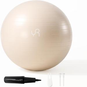 YR Exercise Ball 21.6''/25.6''/29.5'' Yoga Ball for Workout Pregnancy Stability, Anti Burst Fitness Ball for Home Gym, Core & Balance Training, Physical Therapy - White