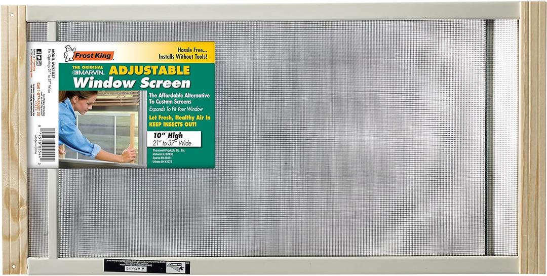 Frost King AWS1037SP WB Marvin Adjustable Window Screen, Natural