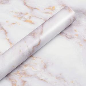 Livelynine 24 x197 Inch White Gold Marble Contact Paper Peel and Stick Countertops Waterproof Self Adhesive Wallpaper for Kitchen Renter Friendly Counter top Covers Desk Vinyl Wrap Table Top Bathroom