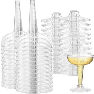 Plastic Cocktail Glasses 24Pcs 120ml Elegant Coupe Glasses for Cocktails, Champagne Reusable Clear Stemware Plastic Wine Glasses for Weddings, Birthdays, Parties Coupe Glasses