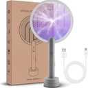 Electric Fly Swatter Racket, Mosiller 2 in 1 Smart Bug Zapper with USB Rechargeable Base, Powerful Mosquitoes Trap Lamp & Fly Killer with 3-Layer Safety Mesh for Home, Bedroom, Kitchen, Patio1 Pack