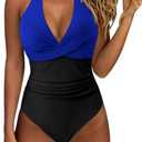 SUUKSESS Women Sexy Tummy Control One Piece Swimsuits Halter Push Up Bathing Suits,M